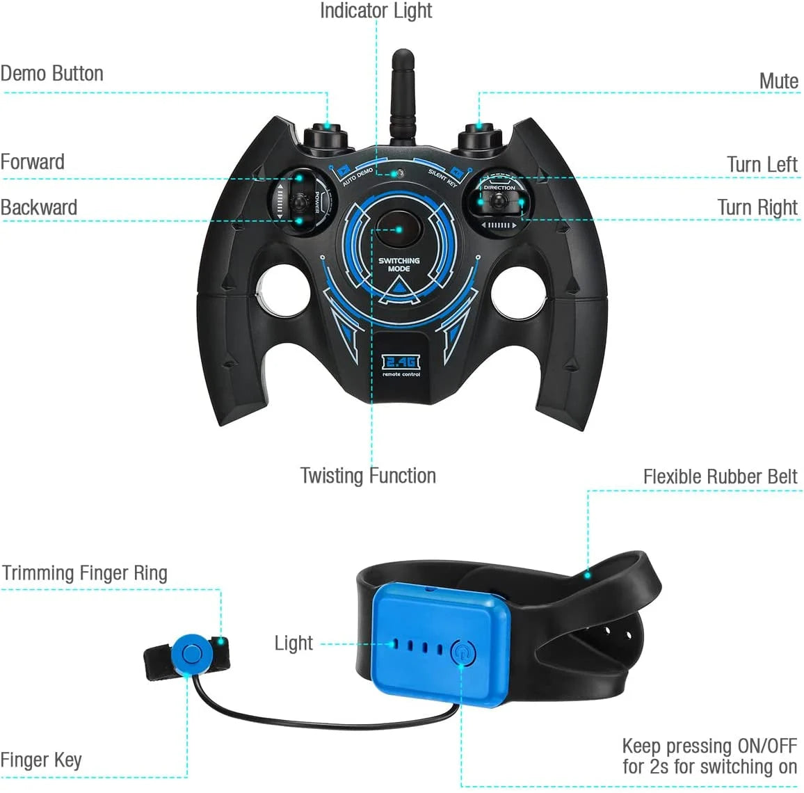 POWEREXTRA COCHE DE ACROBACIAS A CONTROL REMOTO 4WD